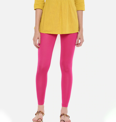 Women Fuchsia Pink Solid Ankle-Length Leggings